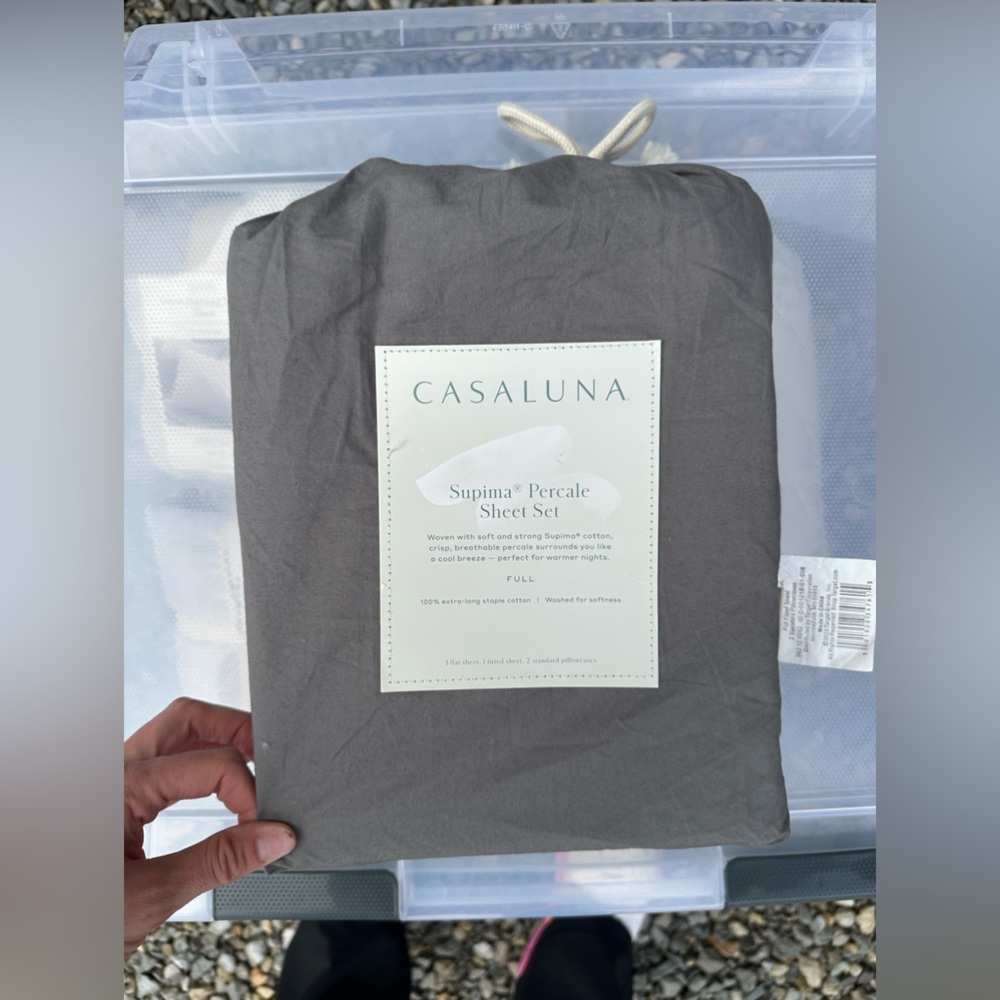 Casaluna Charcoal Supima Percale Bedding